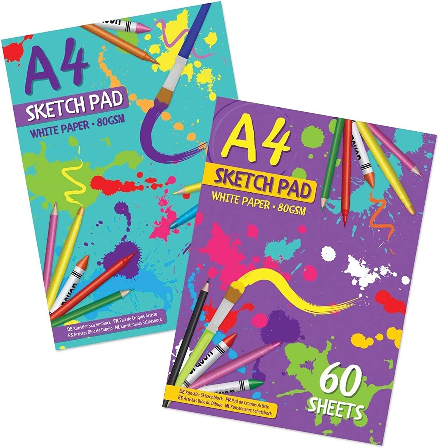 2 Packs of A4 Sketchbook Drawing Paper - Sketch Pad Kids Coloring Book –  G4GADGETONLINE