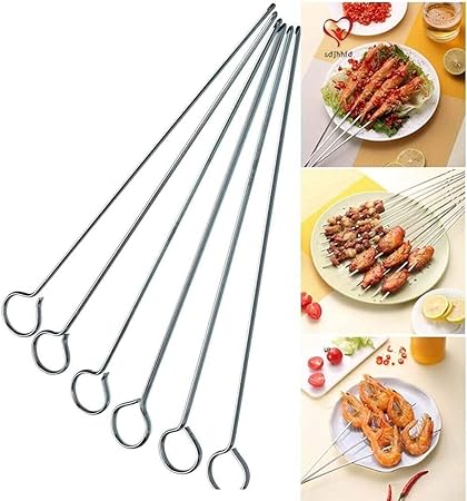 Barbecue Skewers Metal Food Skewers 10 Pcs 16 Inch Kabob Skewer