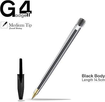 G4GADGET Premium Pack Of 10 Black Biro Ballpoint Pens