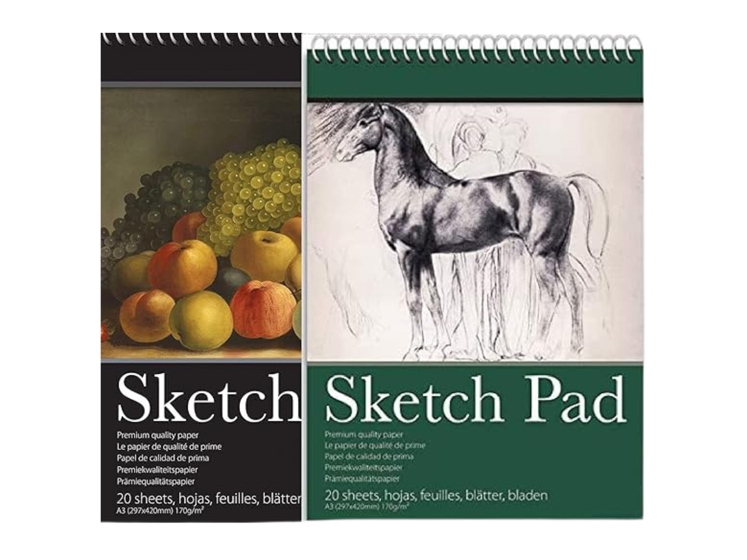 2 Packs of 170 GSM A3 Wiro Sketch Book Drawing Paper - Sketch Pad Kids Coloring Book and Art Paper - Easy to Use Doodle Pad with (A3)