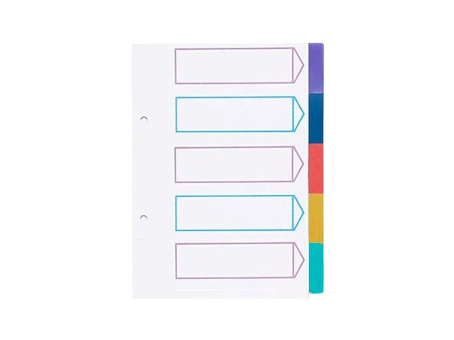 New A5 5 Part Dividers Colour Coded Tabbed Ringbinder Folder Index Sheet