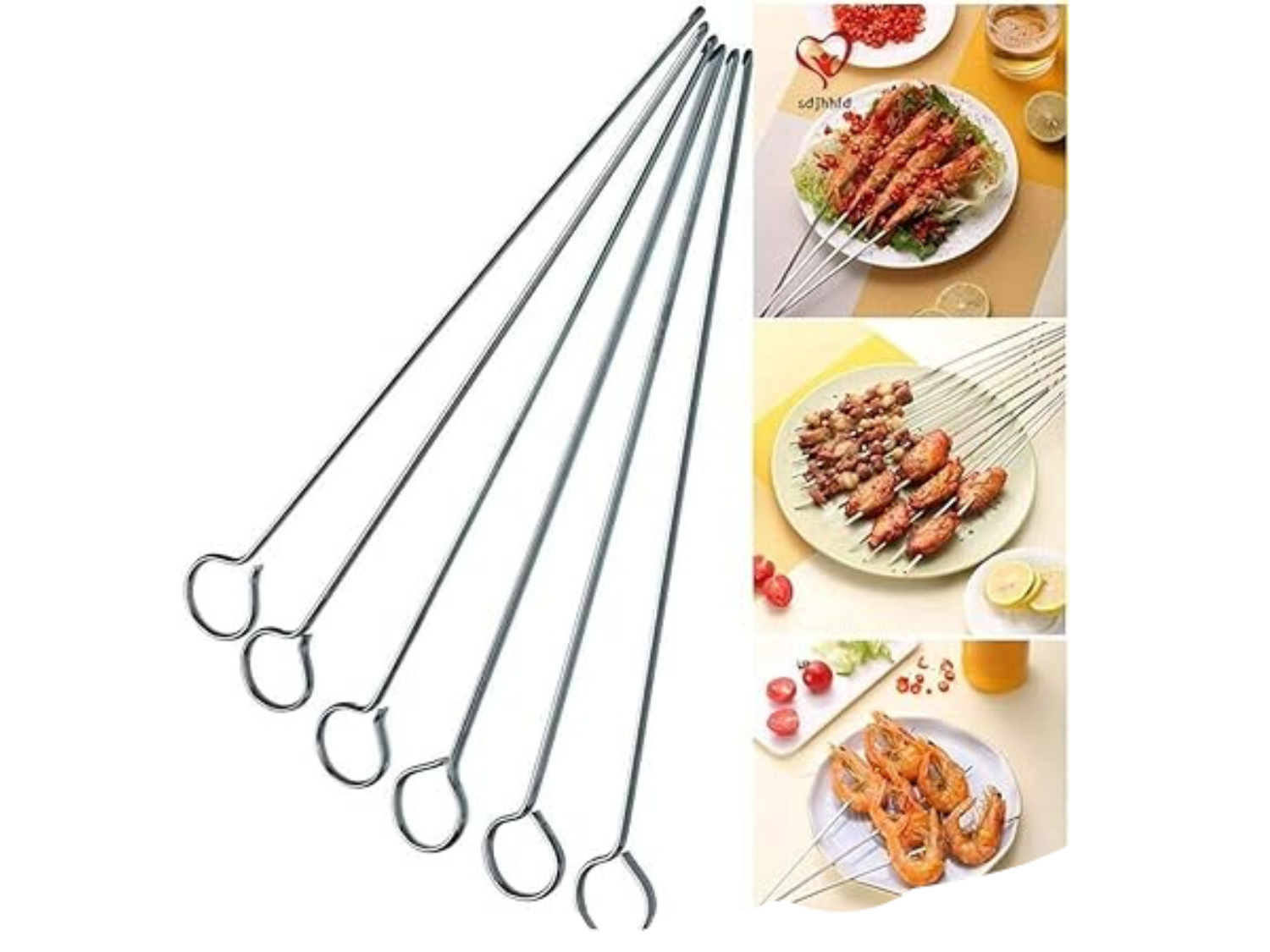 18 Metal BBQ Skewers BBQ Food Meat Kebab Skewers Grill Meat Cooking Steel Sticks Barbecue