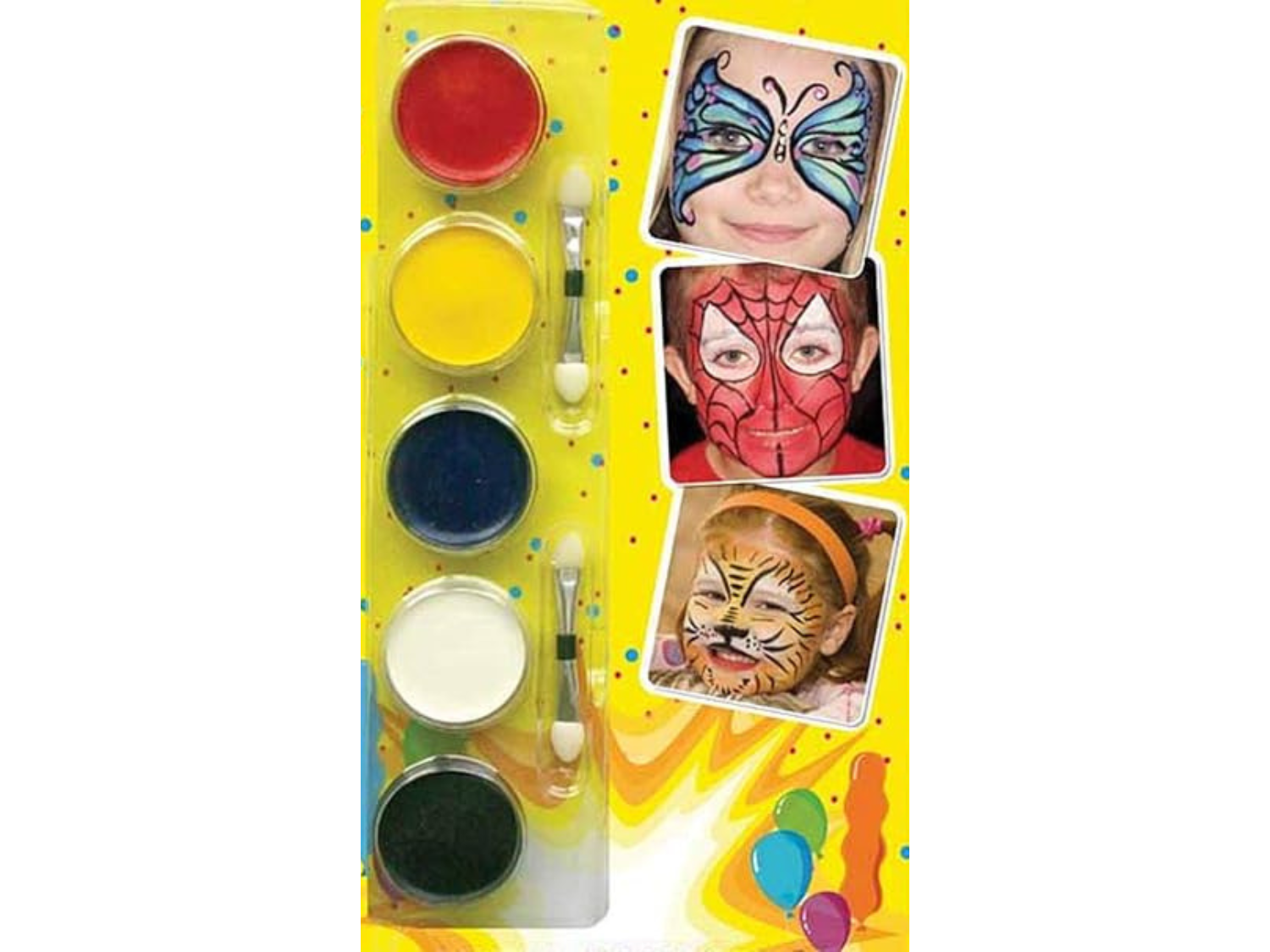Party Crazy Face Paints (Pack of 5) with 2 double ended applicators