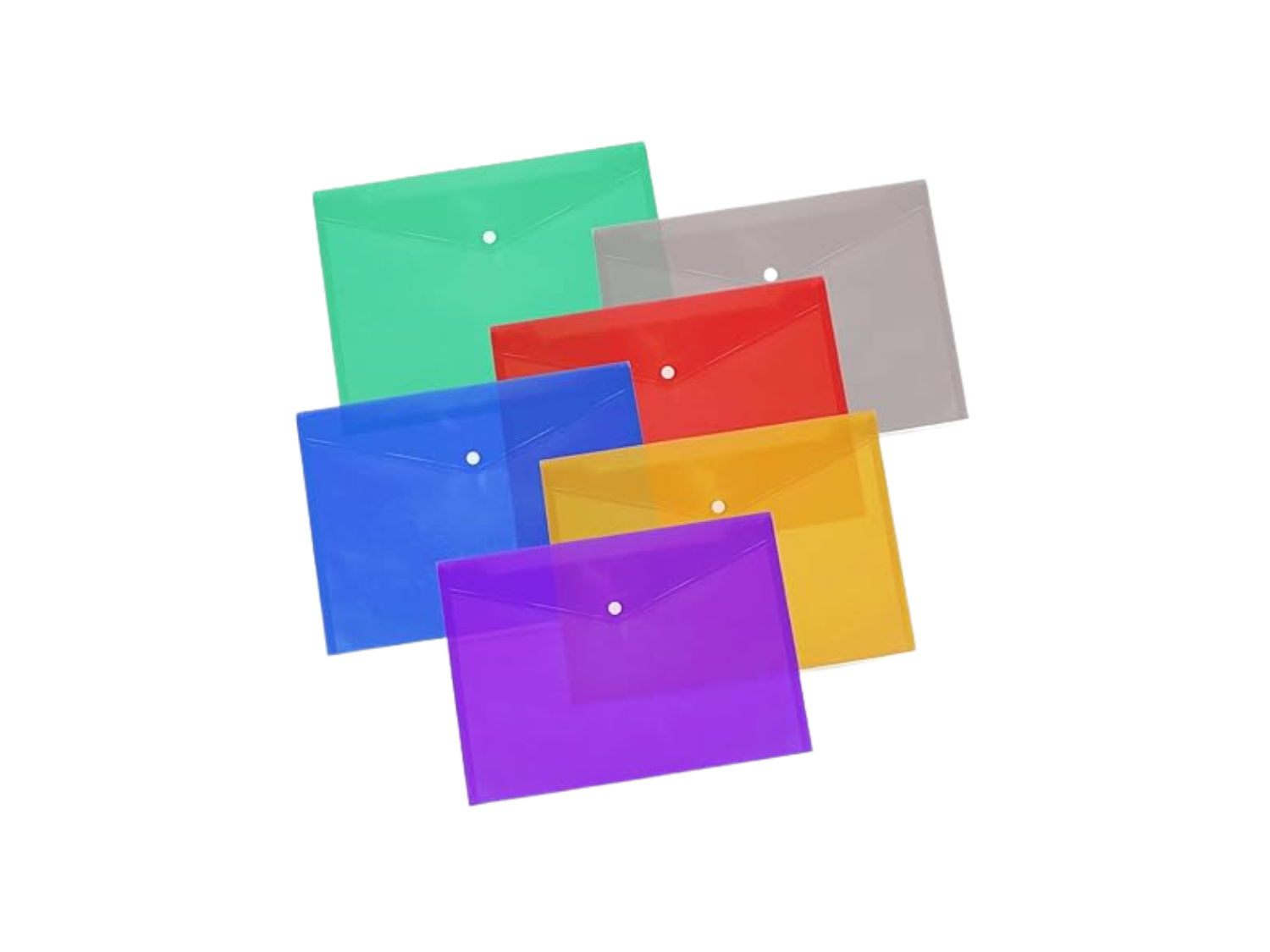 15 A5 Bright Transparent Popper Wallet/Paper Wallets - Assorted Colours